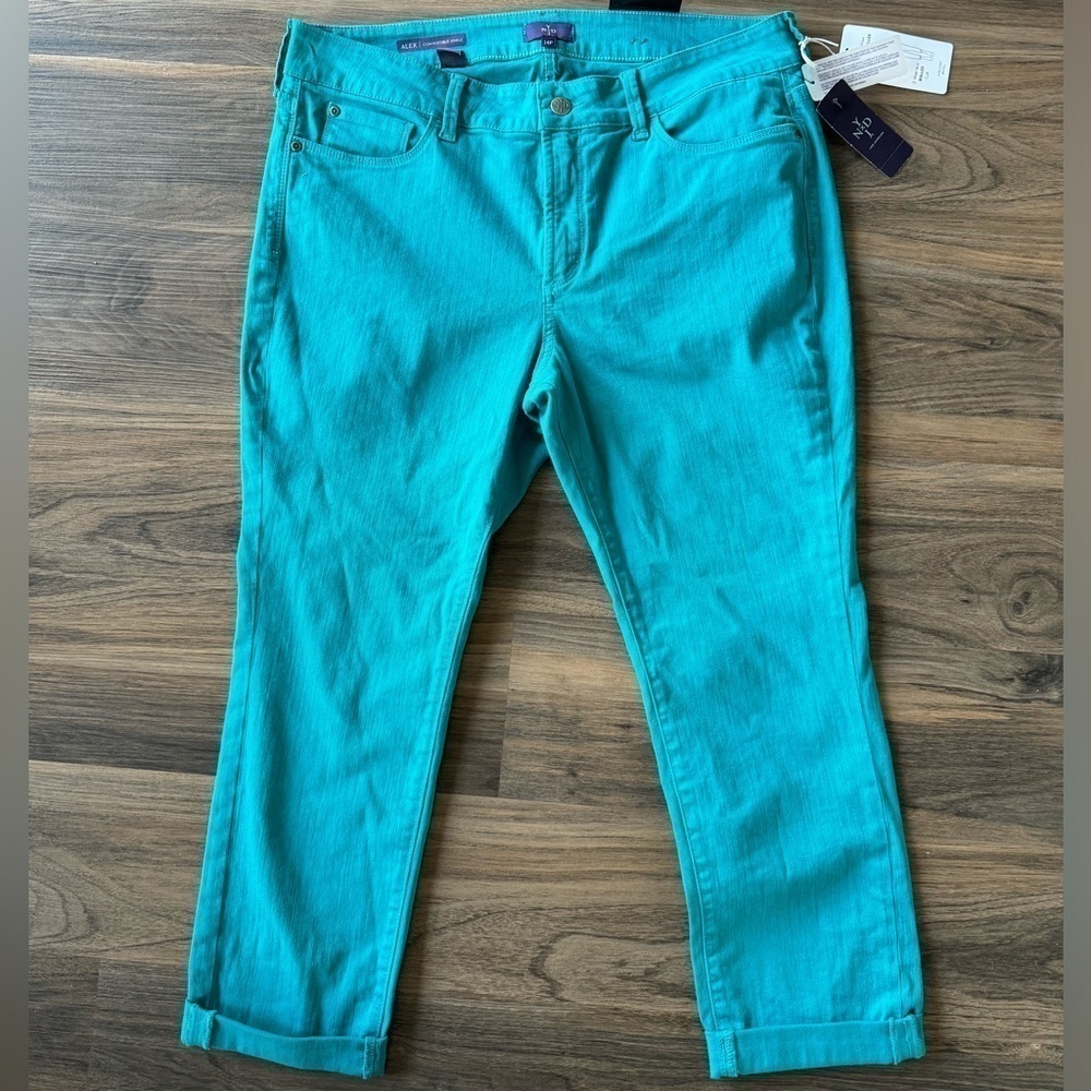 Nydj Not Your Daughters Jeans Alex Convertible Ankle Turquoise 14 P
